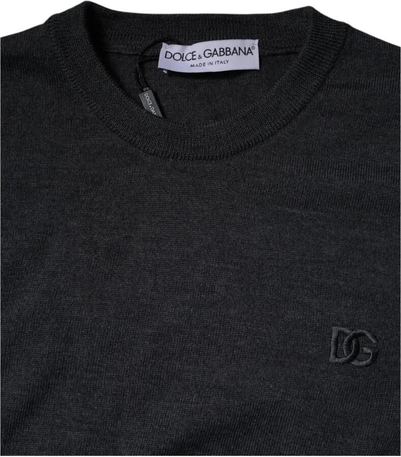 Dolce & Gabbana Logo Geborduurde Wollen Pullover Trui Gray Heren - Foto 2