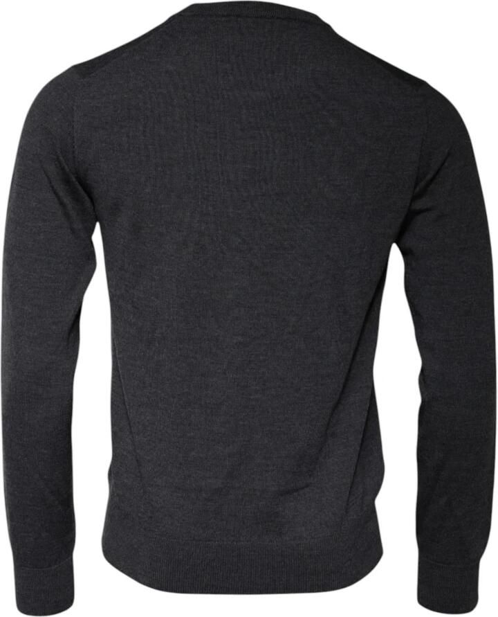 Dolce & Gabbana Logo Geborduurde Wollen Pullover Trui Gray Heren - Foto 3