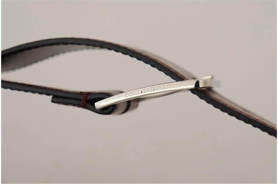 Dolce & Gabbana Zwarte kalfsleren riem met gegraveerd logo en metalen gesp Black Unisex - Foto 11