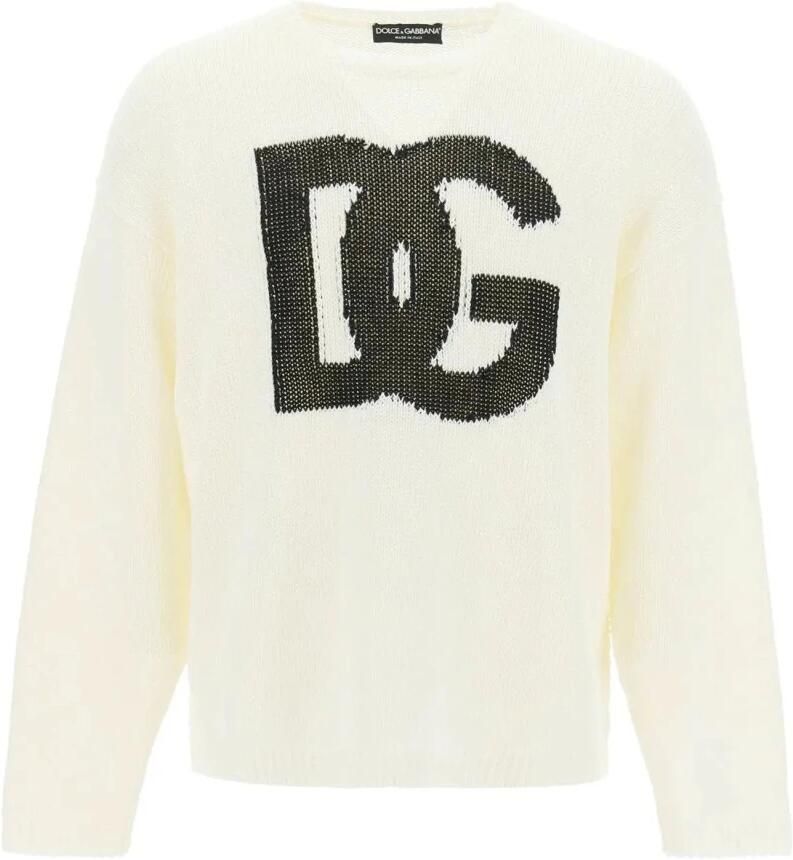 Dolce & Gabbana Logo Linnen Sweater Gemaakt in Italië Beige Heren - Foto 2