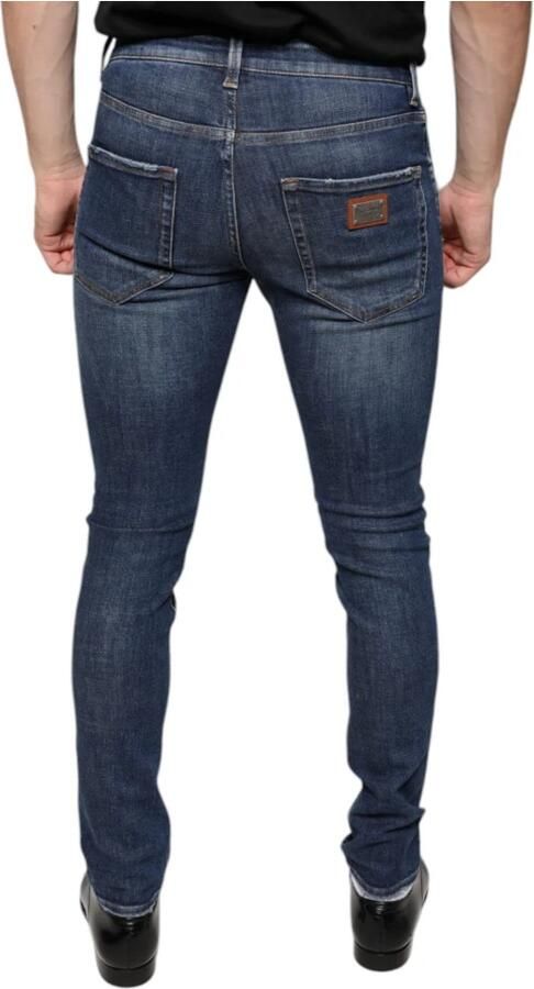 Dolce & Gabbana Logo Skinny Denim Jeans Donkerblauw Blue Heren - Foto 3