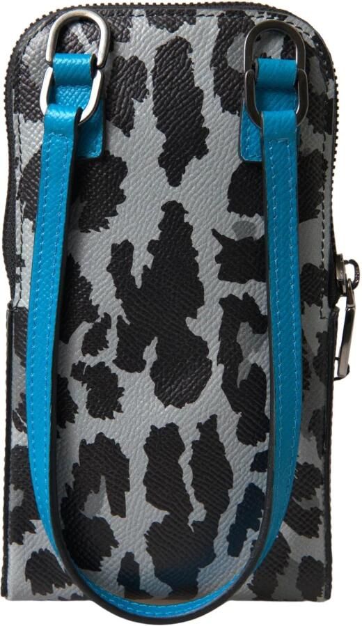 Dolce & Gabbana Grijze Luipaard Leren Crossbody Telefoontas Gray Heren - Foto 3