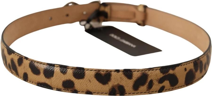 Dolce & Gabbana Luipaard Leren Kristallen Gesp Riem Brown Dames - Foto 2