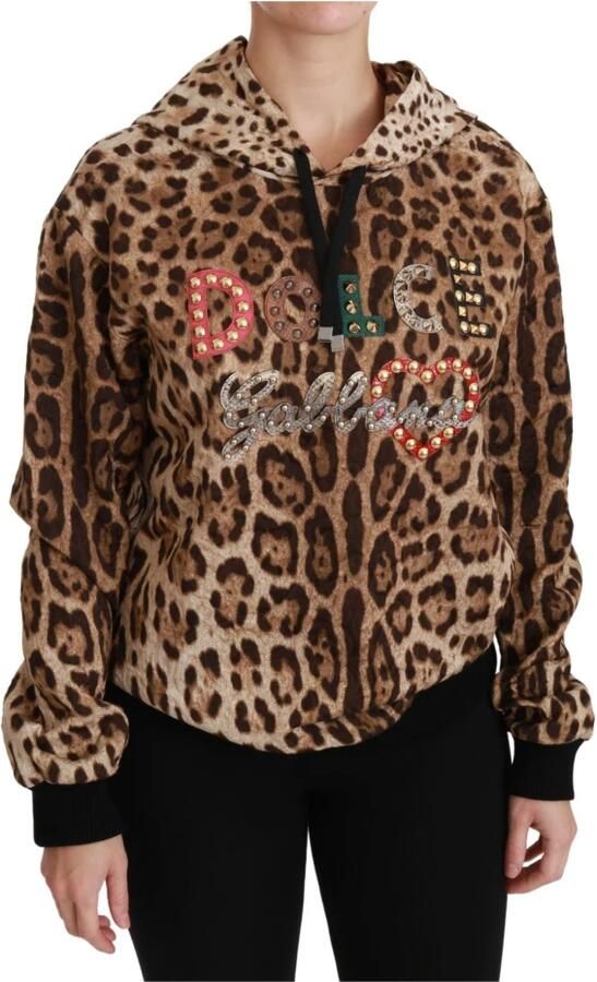 Dolce & Gabbana Brown Hooded Studded Ayers Leopard Sweater Bruin Dames - Foto 6