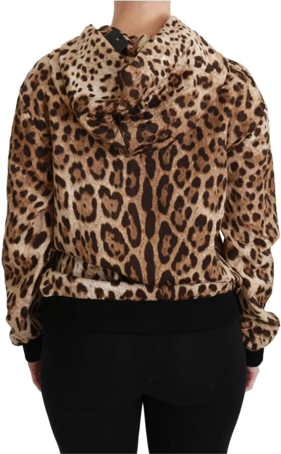 Dolce & Gabbana Brown Hooded Studded Ayers Leopard Sweater Bruin Dames