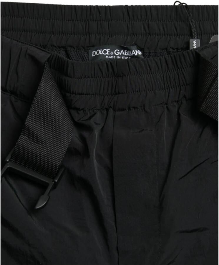 Dolce & Gabbana Nylon Elastische Broek met Gespband Black Heren