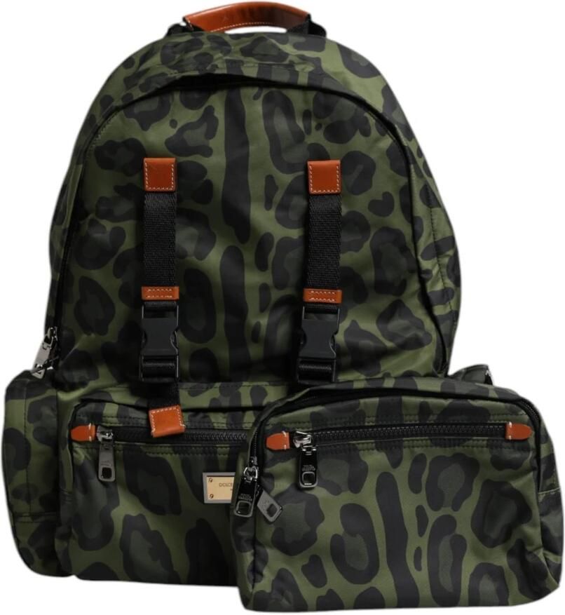 Dolce & Gabbana Luipaardprint Nylon Reisrugzak Green Heren