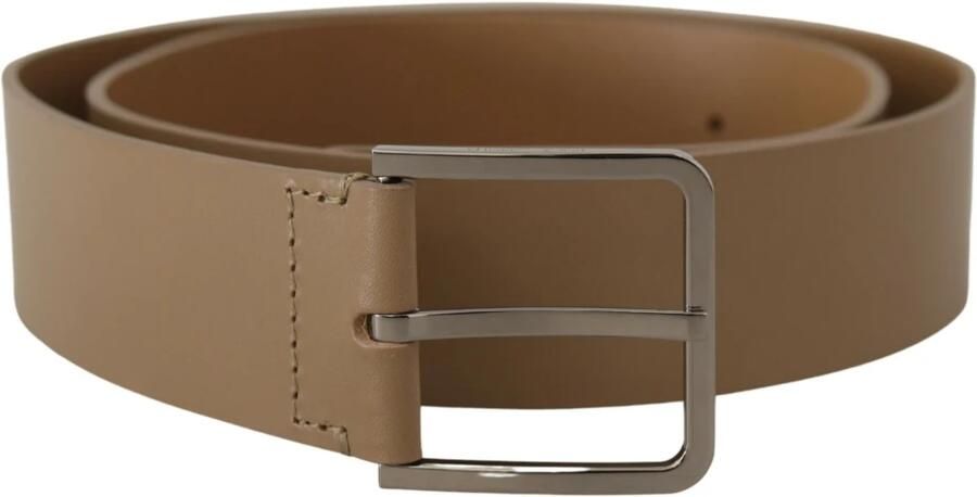 Dolce & Gabbana Luxe Beige Leren Riem met Zilveren Gesp Beige Heren