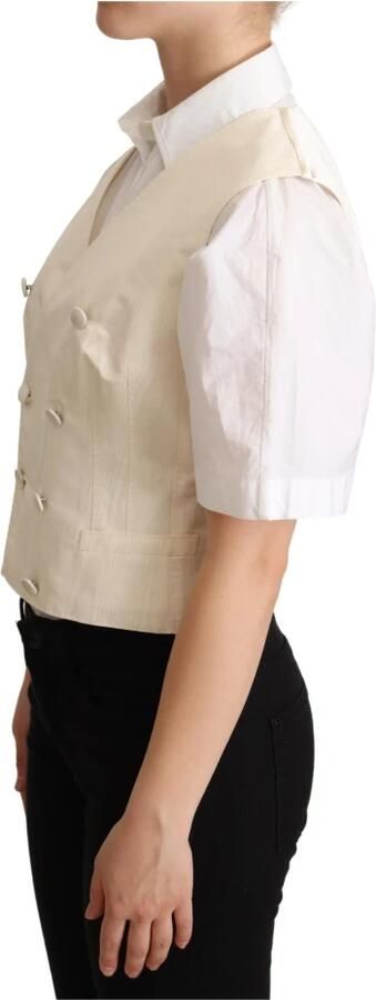 Dolce & Gabbana Beige Zijden Mouwloos Vest Elegante Stijl Beige Dames - Foto 3