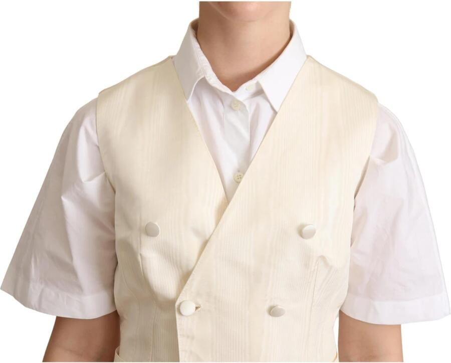 Dolce & Gabbana Beige Zijden Mouwloos Vest Elegante Stijl Beige Dames