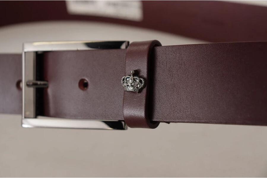 Dolce & Gabbana Bruin Leren Zilveren Metalen Kroon Gesp Riem Brown Heren - Foto 2