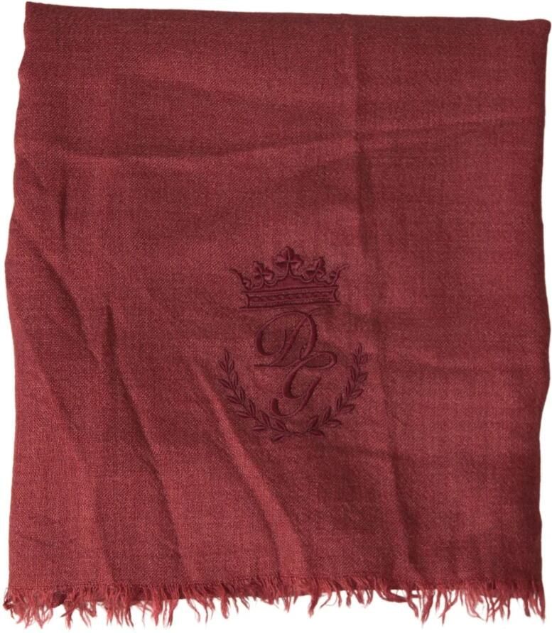 Dolce & Gabbana Maroon Cashmere Gebreide Wrap Sjaal Franje Sjaal Brown Heren