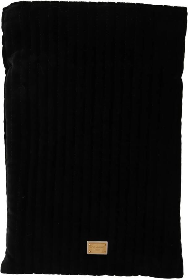 Dolce & Gabbana Zwarte fluwelen gewatteerde trekkoord brillenhouder Black - Foto 4