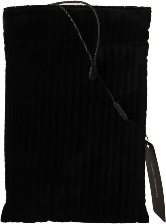 Dolce & Gabbana Zwarte fluwelen gewatteerde trekkoord brillenhouder Black