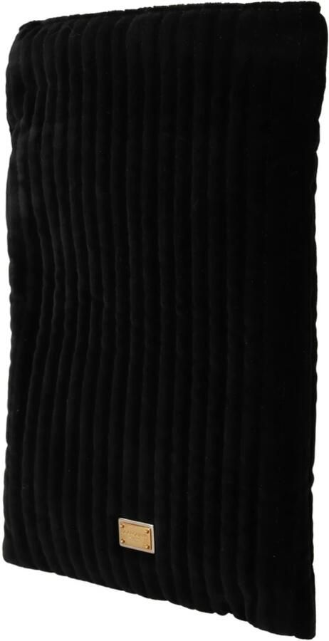 Dolce & Gabbana Zwarte fluwelen gewatteerde trekkoord brillenhouder Black - Foto 2