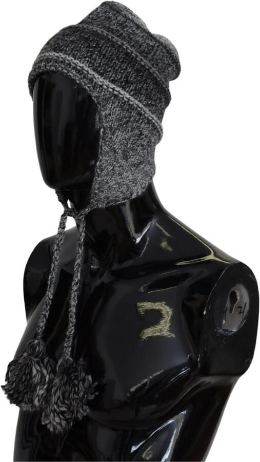Dolce & Gabbana Grijze Warme Fleece Oorflappen Gebreide Beanie Hoed Gray Heren - Foto 5