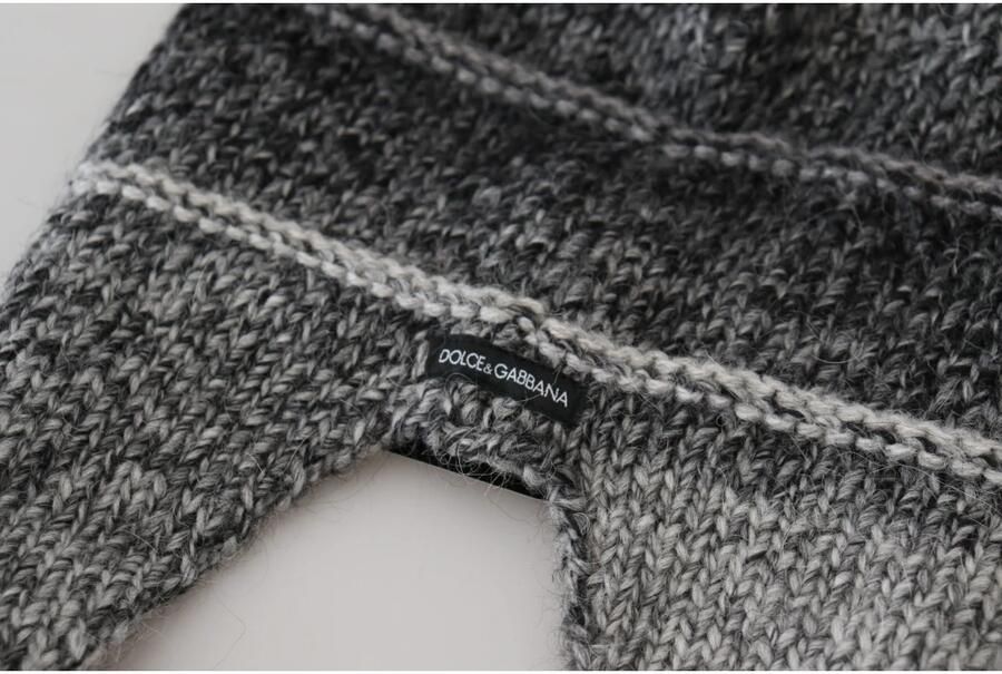 Dolce & Gabbana Grijze Warme Fleece Oorflappen Gebreide Beanie Hoed Gray Heren - Foto 2