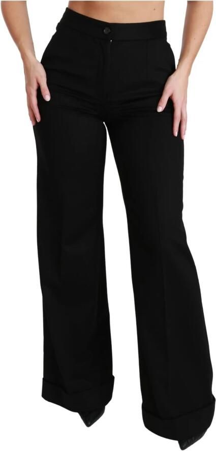 Dolce & Gabbana Luxe Hoge Taille Flared Broek van Kasjmier Black Dames