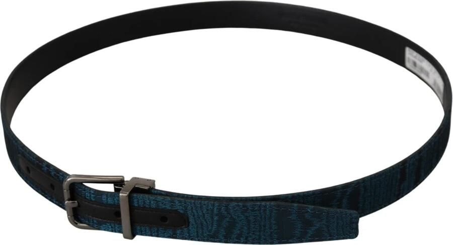 Dolce & Gabbana Blauwe Jacquard Moire Zilveren Metalen Gesp Heren Riem Blue Heren - Foto 4
