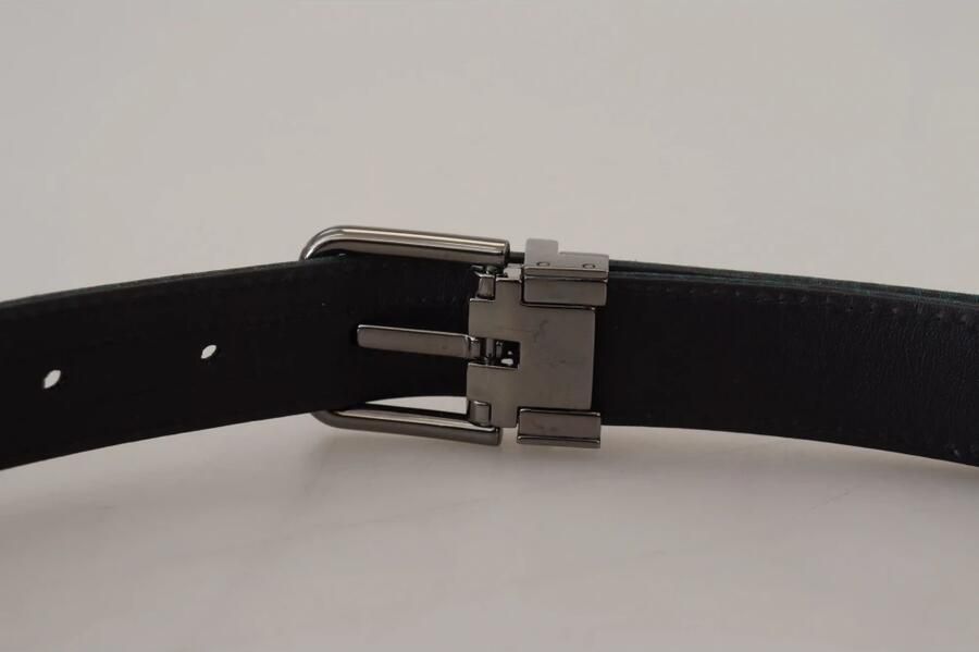 Dolce & Gabbana Blauwe Jacquard Moire Zilveren Metalen Gesp Heren Riem Blue Heren - Foto 3