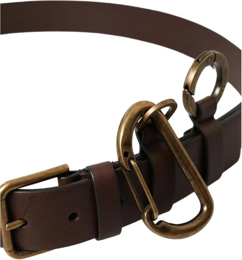 Dolce & Gabbana Luxe Leren Riem met Metalen Gesp Brown Heren