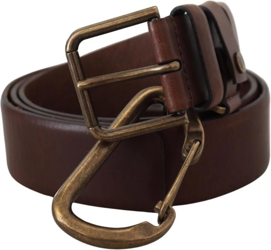 Dolce & Gabbana Bruin Leren Gouden Metalen Gesp Karabijnriem Brown Heren - Foto 13