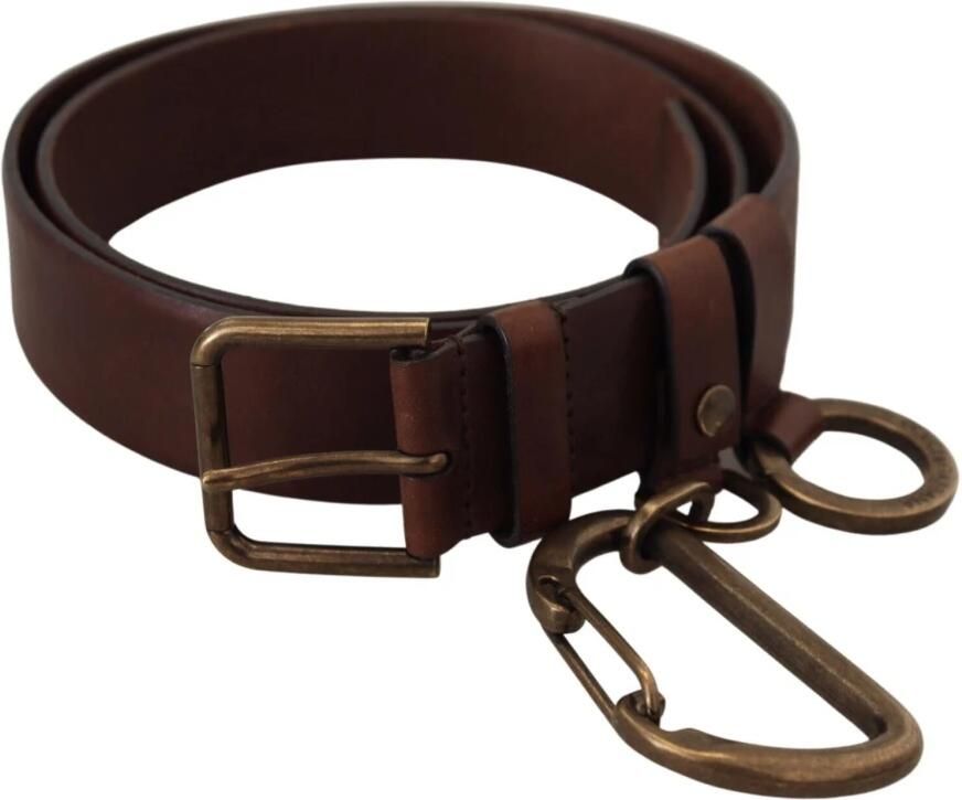 Dolce & Gabbana Bruin Leren Gouden Metalen Gesp Karabijnriem Brown Heren - Foto 5