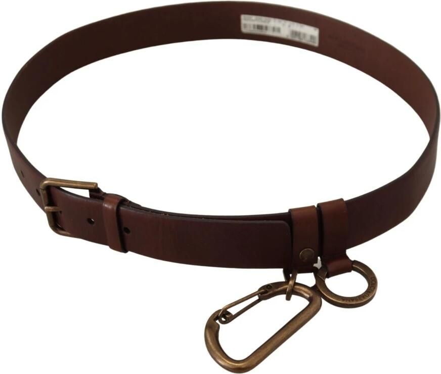 Dolce & Gabbana Bruin Leren Gouden Metalen Gesp Karabijnriem Brown Heren - Foto 2
