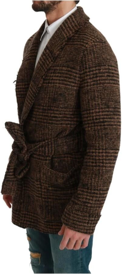 Dolce & Gabbana Prachtige Bruine Geruite Wollen Mantel Brown Heren - Foto 4