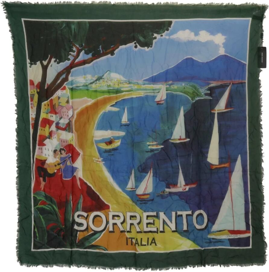 Dolce & Gabbana Luxe Sorrento Logo Zijden Sjaal Multicolor Dames - Foto 7