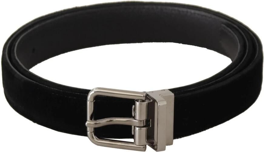 Dolce & Gabbana Zwart Fluweel Leren Riem met Goudkleurige Metalen Gesp Black - Foto 10