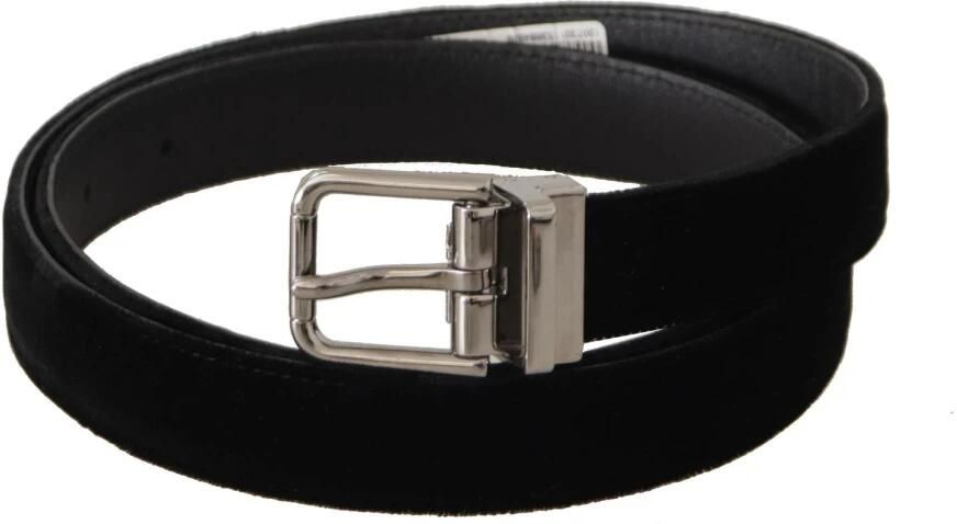 Dolce & Gabbana Zwart Fluweel Leren Riem met Goudkleurige Metalen Gesp Black - Foto 13
