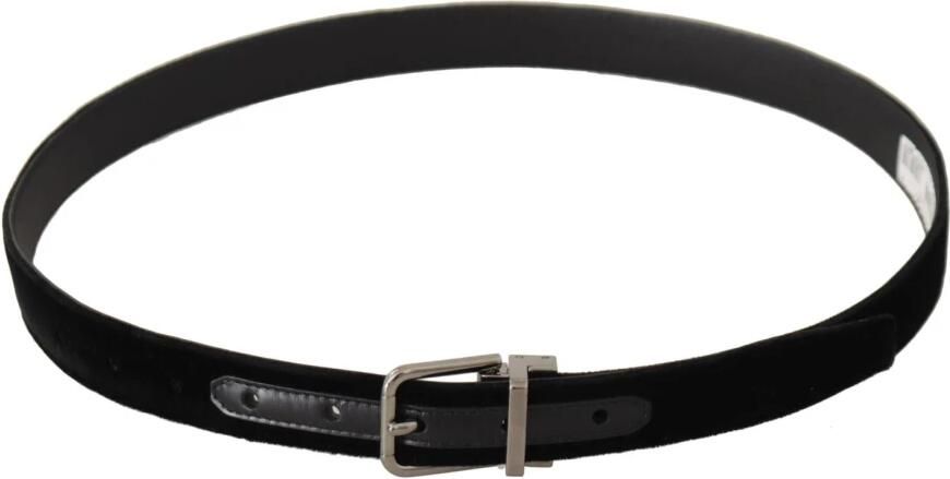 Dolce & Gabbana Zwart Fluweel Leren Riem met Goudkleurige Metalen Gesp Black - Foto 16