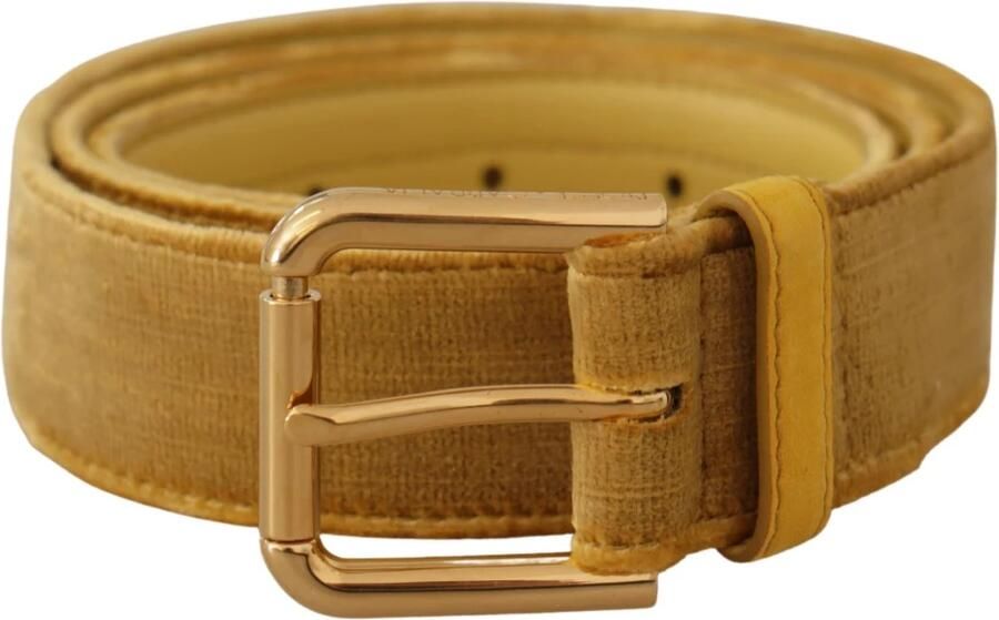 Dolce & Gabbana Geel Fluweel Goud Metalen Logo Gesp Riem Yellow Dames - Foto 4