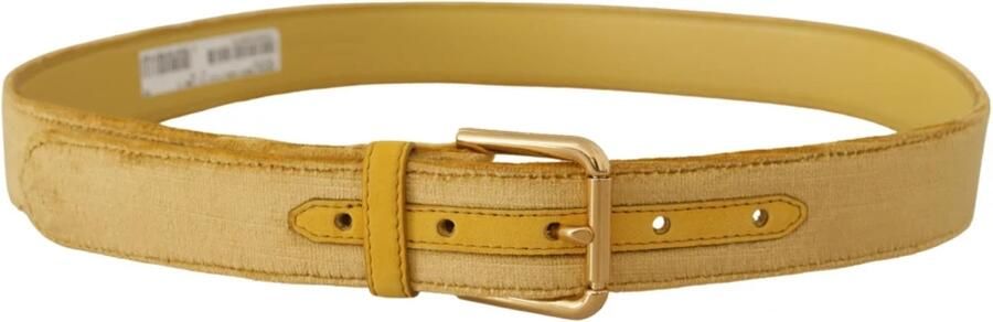 Dolce & Gabbana Geel Fluweel Goud Metalen Logo Gesp Riem Yellow Dames - Foto 5
