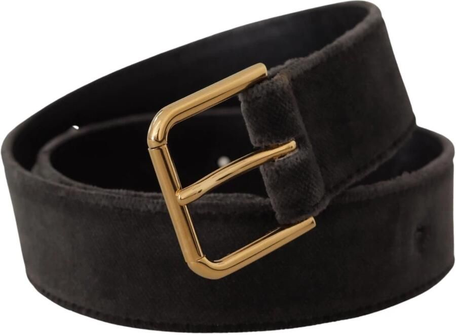 Dolce & Gabbana Elegante Fluweel Riem met Gegraveerde Gesp Black Dames