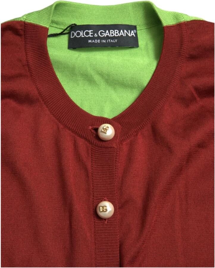 Dolce & Gabbana Zijden Multicolor Crewneck Cardigan Sweater Multicolor Dames