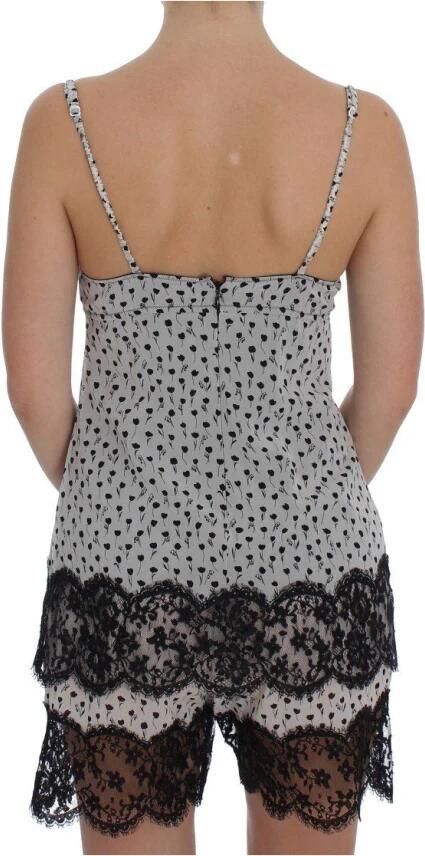 D&G Pyjama's nachthemden D&G Dolce Gabbana Slip Dress Bloemenprint Kanten Bies - Foto 6