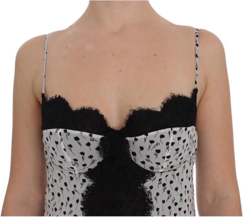 D&G Pyjama's nachthemden D&G Dolce Gabbana Slip Dress Bloemenprint Kanten Bies