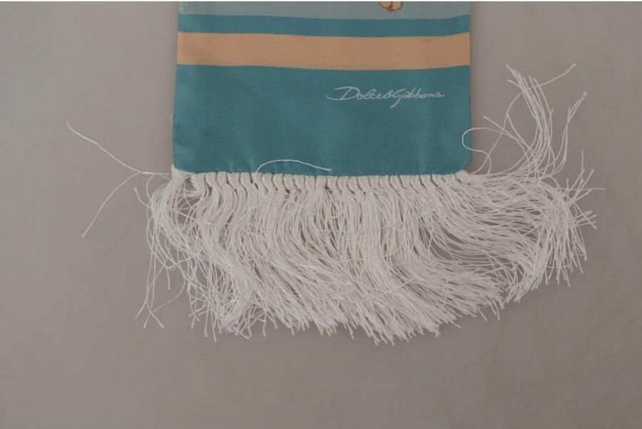 Dolce & Gabbana Blauwe Zijden Schelpenprint Sjaal met Franjes Blue Unisex - Foto 4