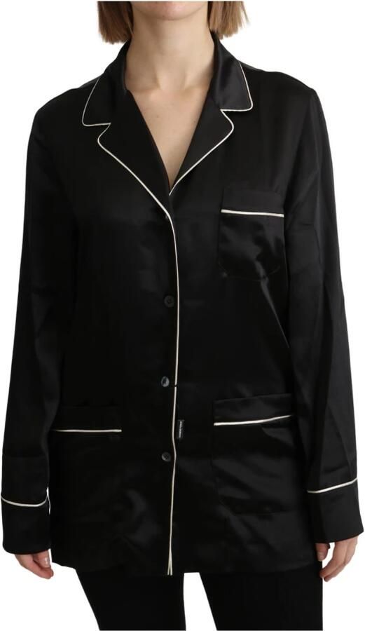 Dolce & Gabbana Zwarte zijden blouse met knoopsluiting Black Dames