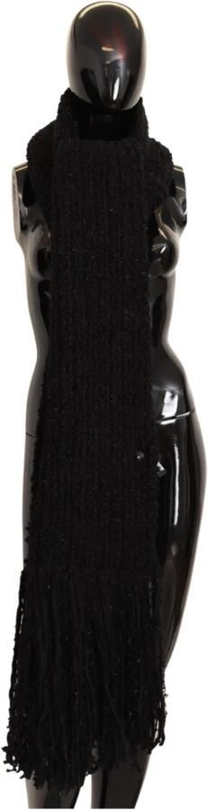 Dolce & Gabbana Luxe Wolmix Gebreide Omslag Sjaal Black Dames - Foto 3