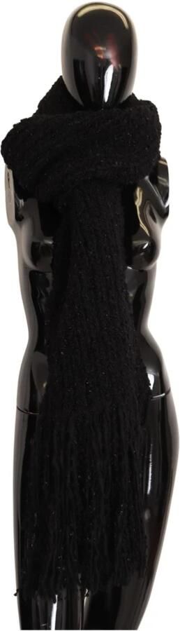 Dolce & Gabbana Luxe Wolmix Gebreide Omslag Sjaal Black Dames - Foto 2