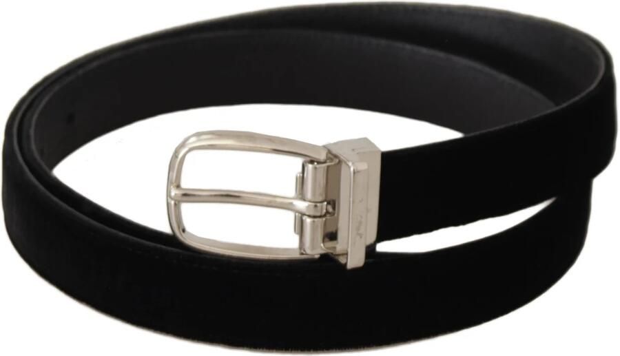 Dolce & Gabbana Luxe Zwart Fluweel Riem met Logogesp Black Heren