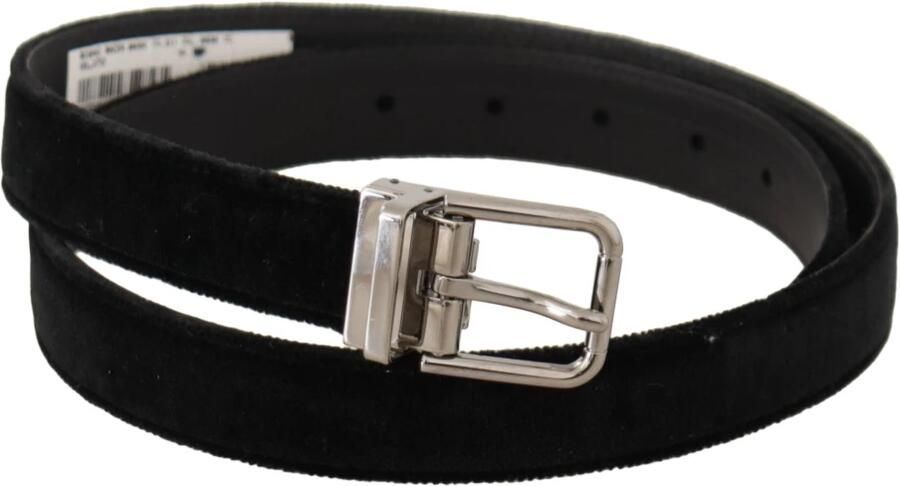 Dolce & Gabbana Luxe zwart fluwelen riem met elegante metalen gesp Black Heren