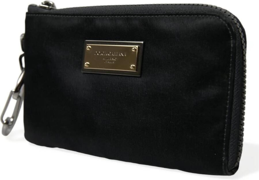 Dolce & Gabbana Luxe Zwart Nylon & Leren Logo Pouch Black Dames - Foto 7