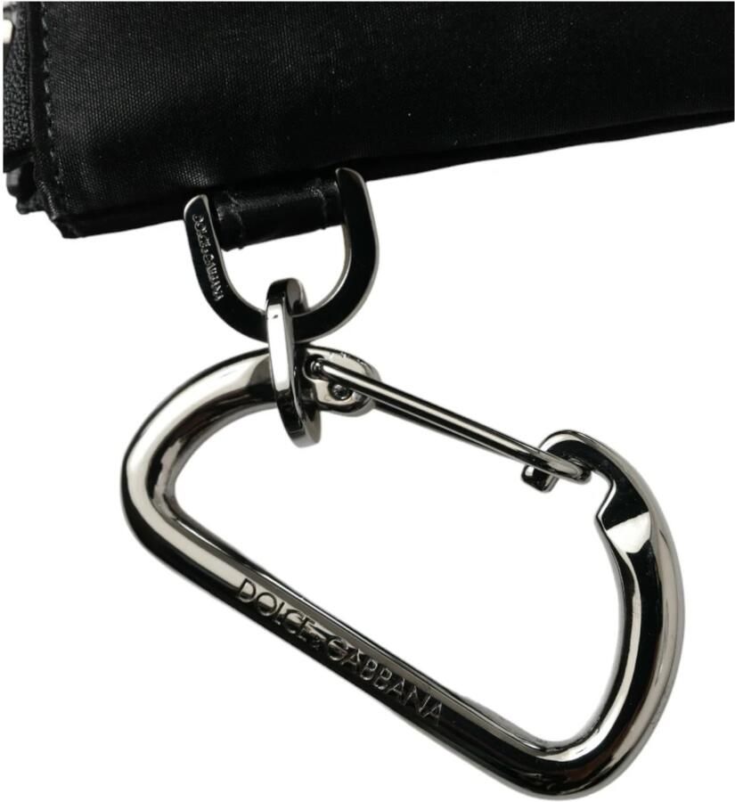 Dolce & Gabbana Luxe Zwart Nylon & Leren Logo Pouch Black Dames