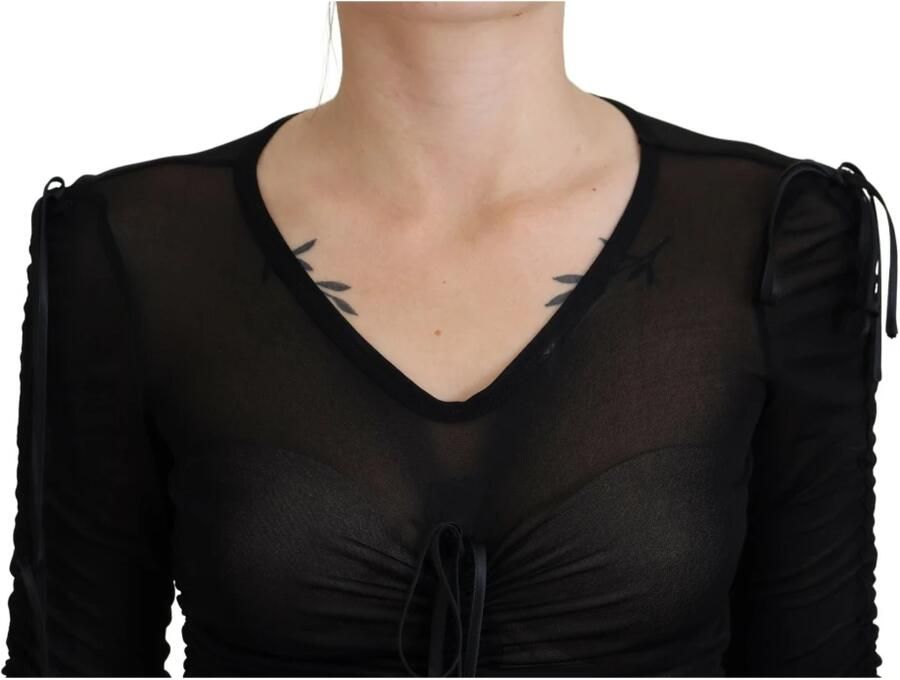 Dolce & Gabbana Doorschijnende Bodycon Midi Jurk Zwart Black Dames - Foto 4