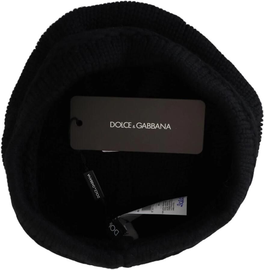 Dolce & Gabbana Prachtige Zwarte Gebreide Beanie Muts Black Dames