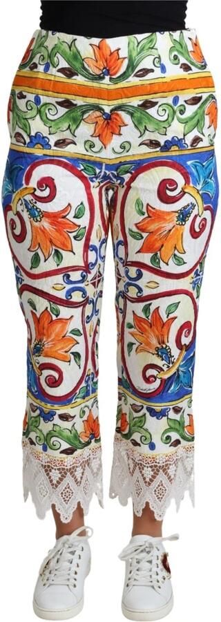 Dolce & Gabbana Multicolor Majolica Print Katoenen Broek Multicolor Dames - Foto 3